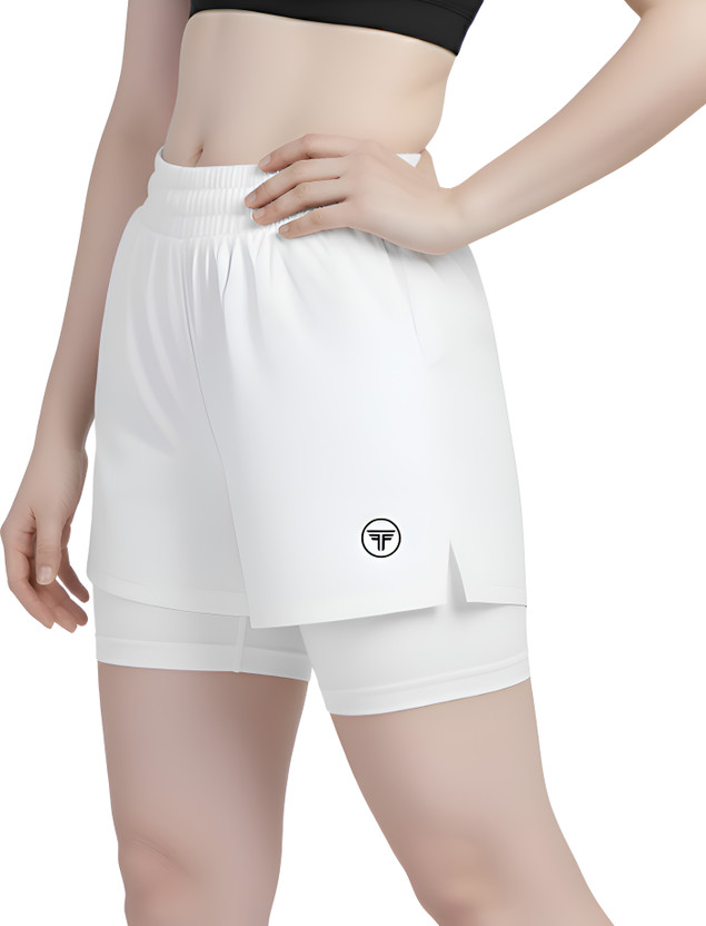 FANEX FITNESS Solid Women White Running Shorts