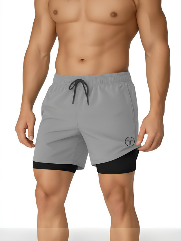 FANEX FITNESS Solid Men Grey Gym Shorts