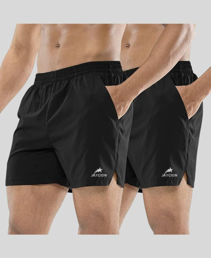 jaxcion Solid Men Black Gym Shorts, Running Shorts, Regular Shorts, Cycling Shorts, Night Shorts, Casual Shorts