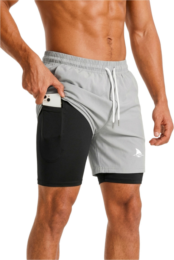 BOLDSHARK Printed Men Grey Compression Shorts, Cycling Shorts, Gym Shorts, Running Shorts, Sports Shorts