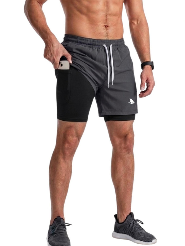 BOLDSHARK Solid Men Dark Grey Running Shorts