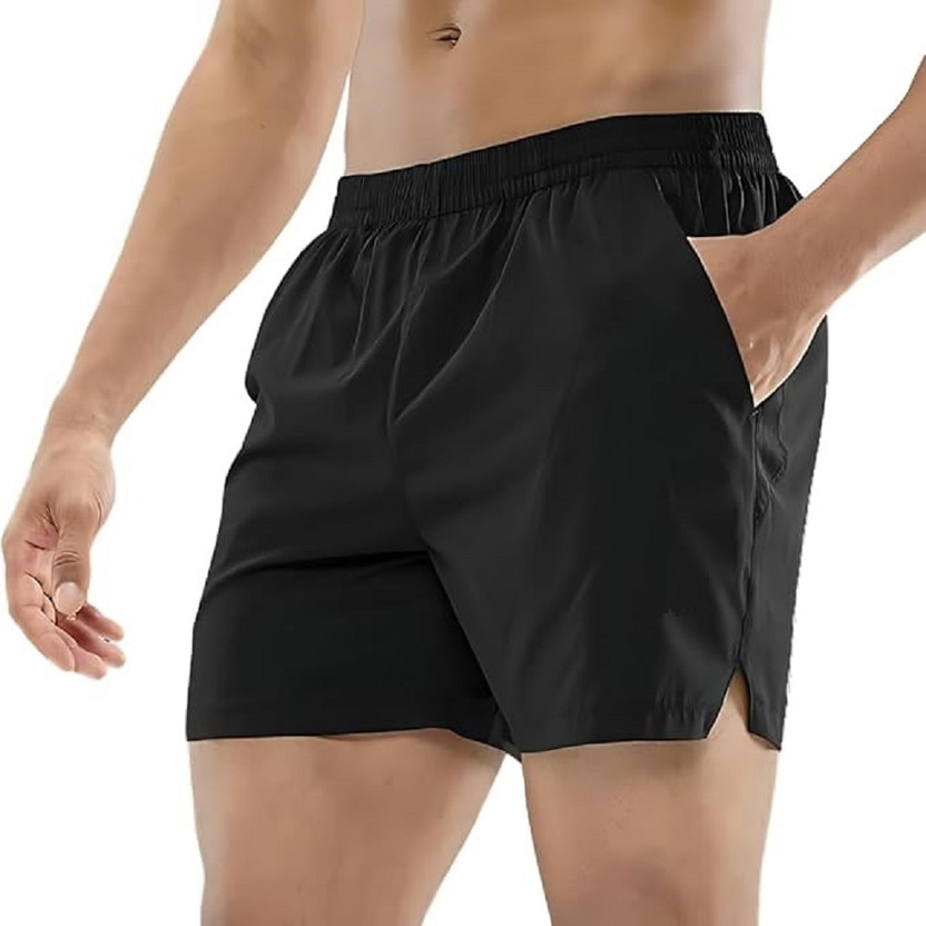 SPEED SPORTS WEAR Self Design Men Black Running Shorts, Gym Shorts, Regular Shorts