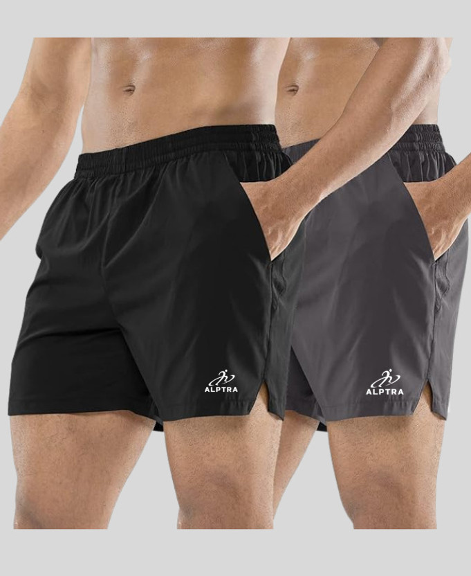 GymWear Solid Men Black Gym Shorts, Running Shorts, Regular Shorts, Cycling Shorts, Sports Shorts