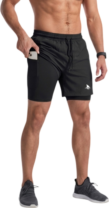 BOLDSHARK Solid Men Black Running Shorts, Gym Shorts, Sports Shorts, Compression Shorts, Cycling Shorts