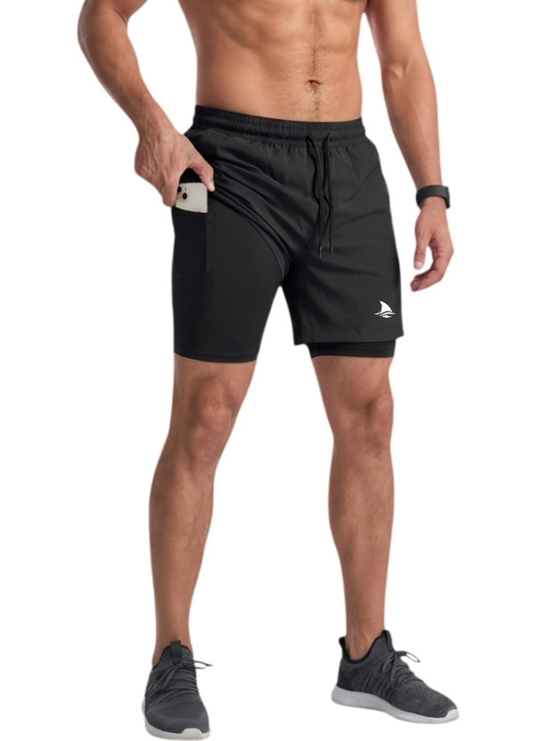 BOLDSHARK Solid Men Black Running Shorts