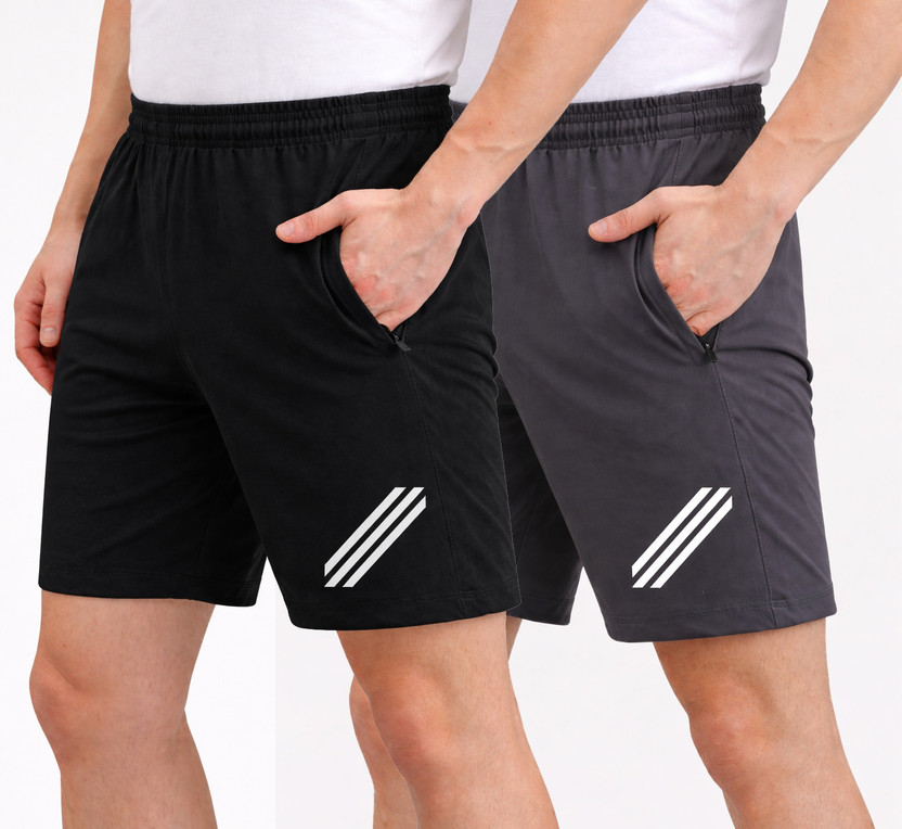 AVOLT Solid Men Grey, Black Sports Shorts