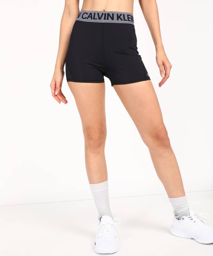 Calvin Klein Jeans Solid Women Black Sports Shorts - Buy Calvin Klein Jeans  Solid Women Black Sports Shorts Online at Best Prices in India |  