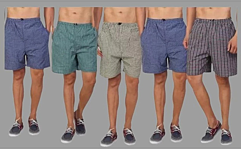peoplelike Solid, Checkered Men Multicolor Casual Shorts