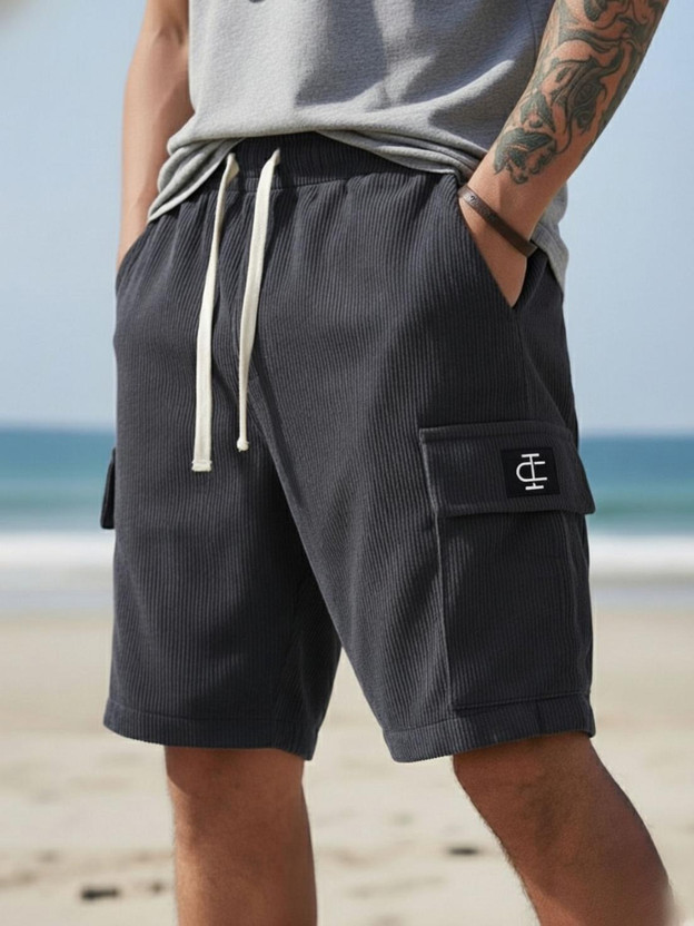 INDICLUB Self Design Men Dark Grey Cargo Shorts