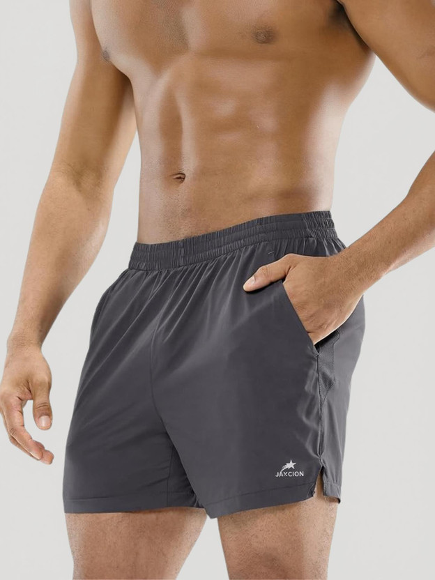 jaxcion Solid Men Dark Grey Gym Shorts