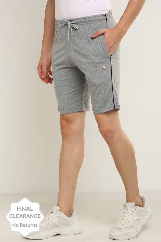 [Size M] Fort Collins Solid Men Grey Basic Shorts