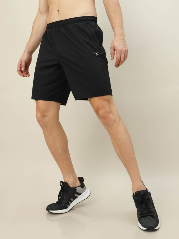 TECHNOSPORT Solid Men Black Sports Shorts