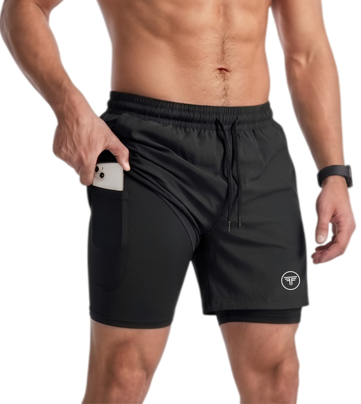 FANEX FITNESS Printed Men Black Gym Shorts