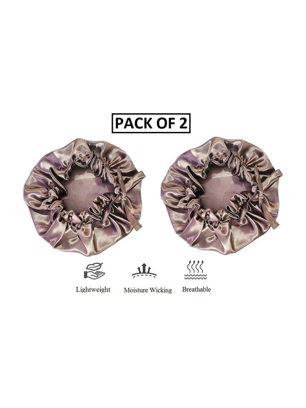 JEEBU (Pack of 2) Satin Silky Sleep Cap with Adjustable tie band Soft Night Sleeping Hair Bonnet, Hair Cap, Headwear for Women Girls Long Hair, Curly Hair, Night Cap Hair Silk Sleep Hat for Women and Girls Hair Care