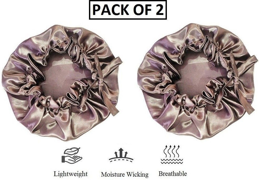VIYANSHI (Pack of 2) Satin Silky Sleep Cap with Adjustable tie band