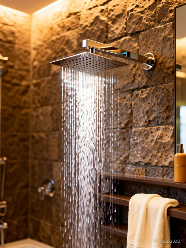 KAMAL Rain Shower Stainless Steel Ultra Slim 6x6 Inch with 12 Inch Long S.S Shower Arm Shower Head