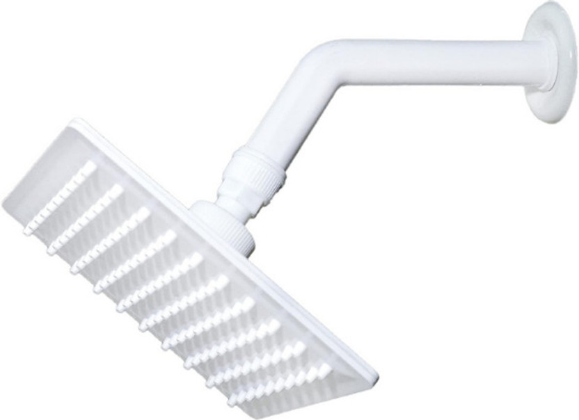 BathBliss 6"x6" Inch White PVC Feny Shower with 9"Inch Shower Arm - Set of 1 Shower Head