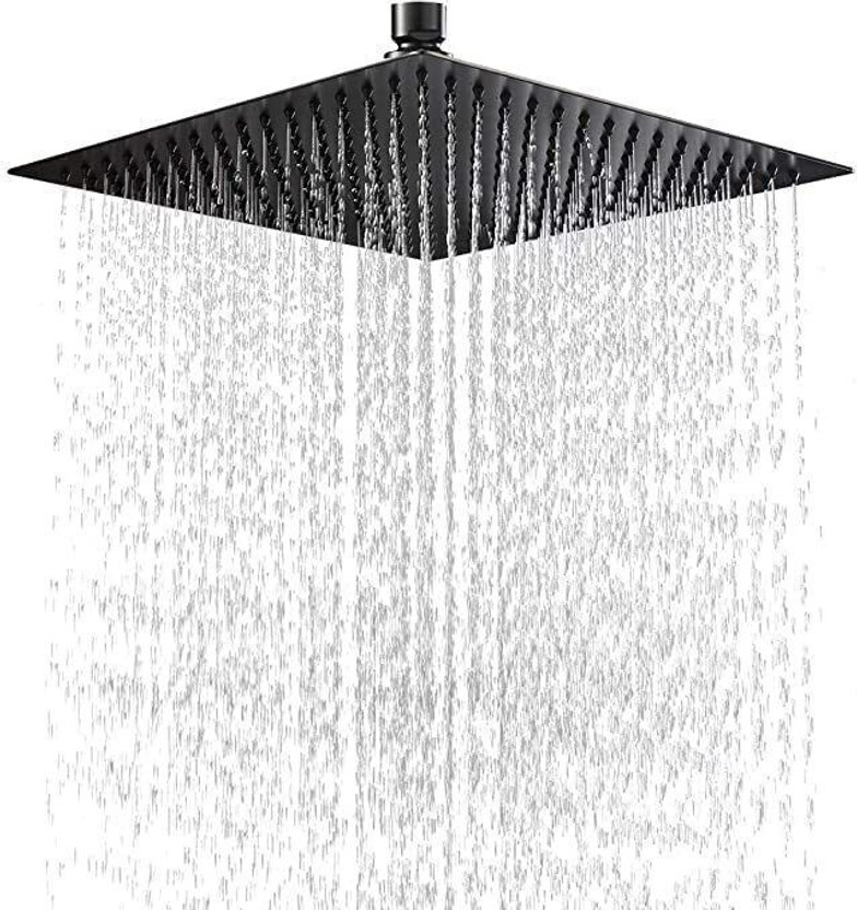 PRIME TOSCH Black 8 Inch Rain Shower Head Ultra Slim High Pressure Shower Shower Head
