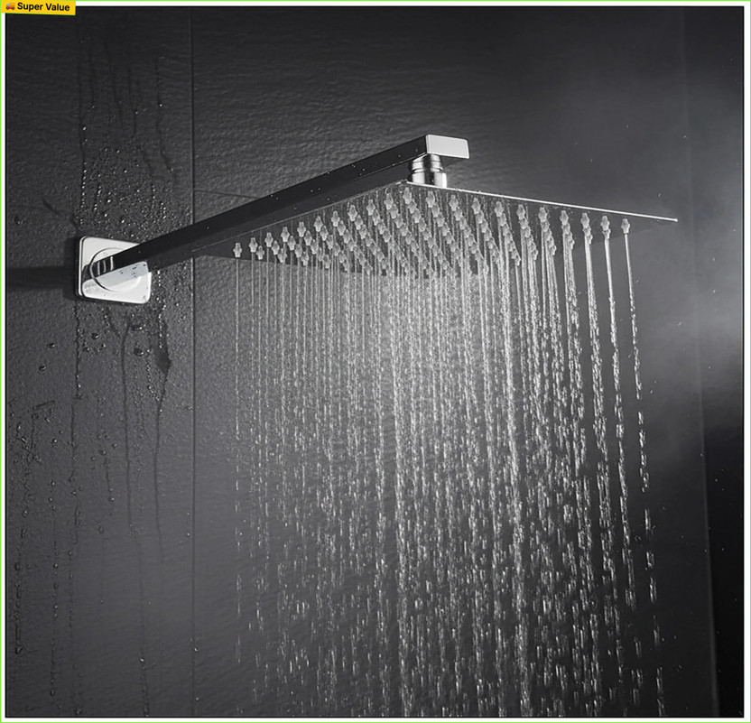 InBath by InBath PREMIUM 8 x 8 Ultra Slim Shower EXTRA Heavy Arm Shower Complete Set HandheldB304 Shower Head