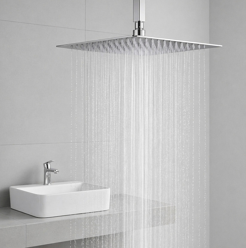 SHOWERHEAD by SS Premium 304 Steel 6 Inch Square Rain Shower | Heavy Duty | High Pressure Water Shower Head