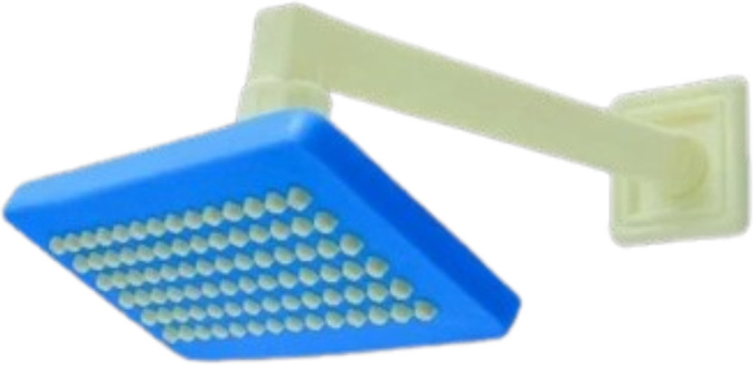BathBliss 3"x6" Inch Blue PVC Feny Shower with 9"Inch PVC Shower Arm (Set of 1) Shower Head