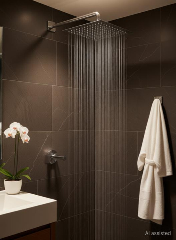 High Grade Heavy Quality Ultra Slim Shower 8 X 8 Stainless Steel 304 Grade + 15 Inch Heavy Square Shower Arm 18 Ghz + Square Flange Complete Set Shower Head Shower Head Shower Head