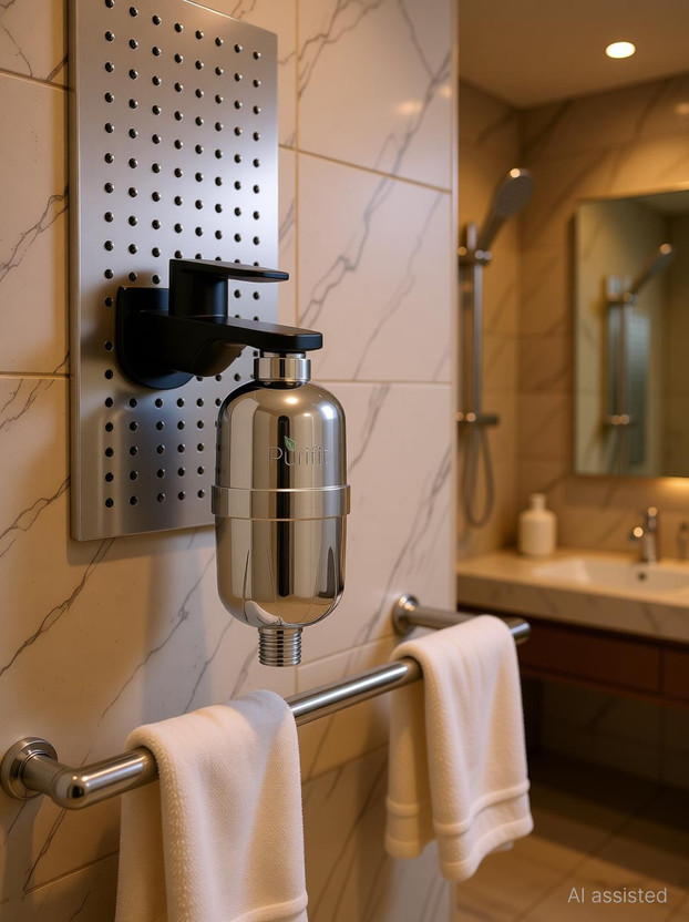 purifit by Purifit Filter for Hard Water | Softens Water | Removes Chlorine | Silver Colour Shower Head