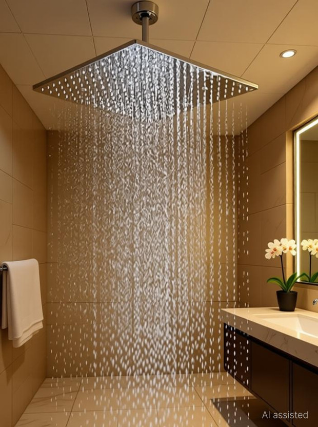 High High Grade Heavy quality Ultra Slim Shower 12 X 12 Stainless Steel 304 Grade + 18 Inch Heavy Square Shower Arm 18 Ghz + Square Flange Complete Set Shower Head Shower Head - Flipkart Deal