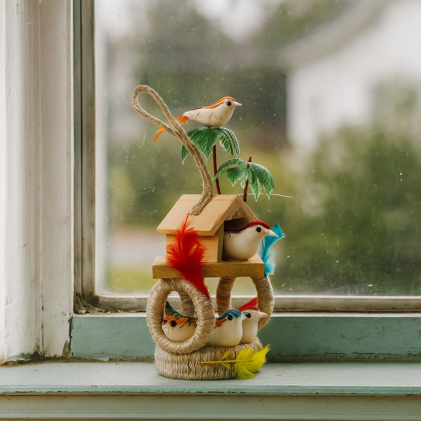 Oanik Artificial Bird Nest Hanging for Wall & Home Decor Rope Craft Decorative Showpiece  -  25 cm(Jute, Wood, Plastic, Multicolor)