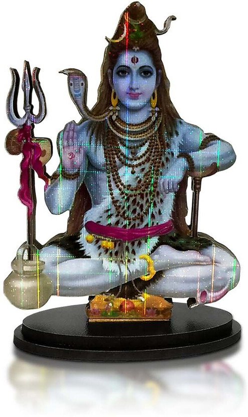 Adhvik Mdf Cutout Shiv/Mahadev/Bholebaba/Mahakal 2d Wooden Sticker Statue God Stand Decorative Showpiece  -  10 cm(Wood, Multicolor)