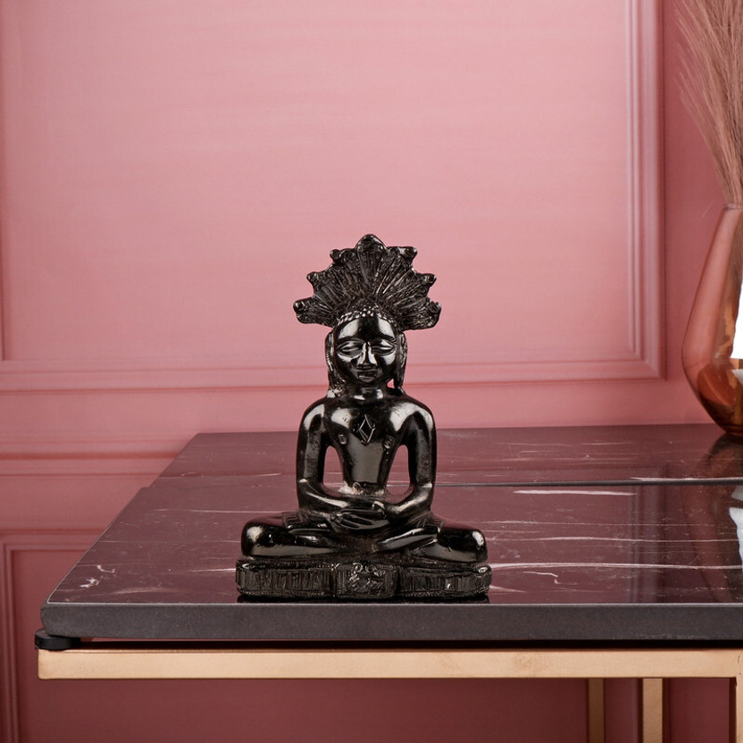 jy JY Parasnath God Idol | For Home Decor in White Metal | Black Colour - 15cm Decorative Showpiece  -  15 cm(Aluminium, Black)