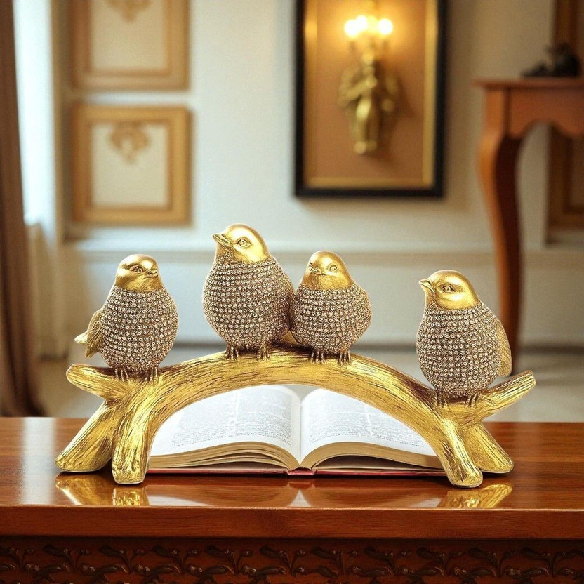 Mind Mind Circus Birds Home Decor Decorative Showpiece  -  10 cm(Resin, Gold) - Flipkart Deal