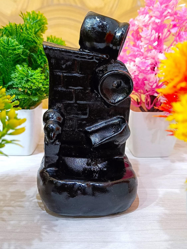 SD Crafts SD Crafts Black Incense Burner - Waterfall Smoke Fountain for Home Decor Decorative Showpiece  -  12 cm(Polyresin, Black)