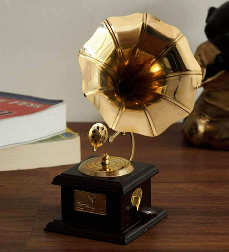 EcoWuuD GRAMOPHONE Decorative Showpiece  -  10 cm(Wood, Black, Brown)
