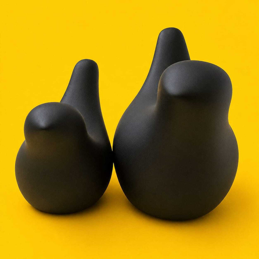 Handicraft Hub Abstract Matte Black Decorative Showpiece Set of 2 | Home Decorative Showpiece  -  12 cm(Polyresin, Black)