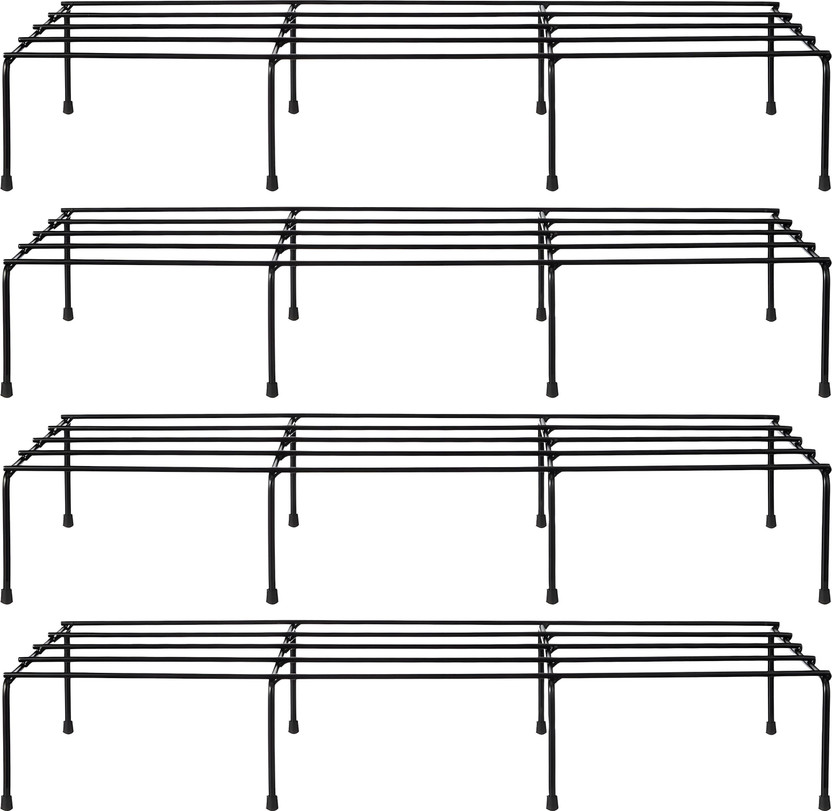 IRONGREENWORLD Set of 4 Durable Metal Plant Stand | 62x12x10 cm Indoor Outdoor Planter Holder Decorative Showpiece  -  10 cm(Metal, Black)