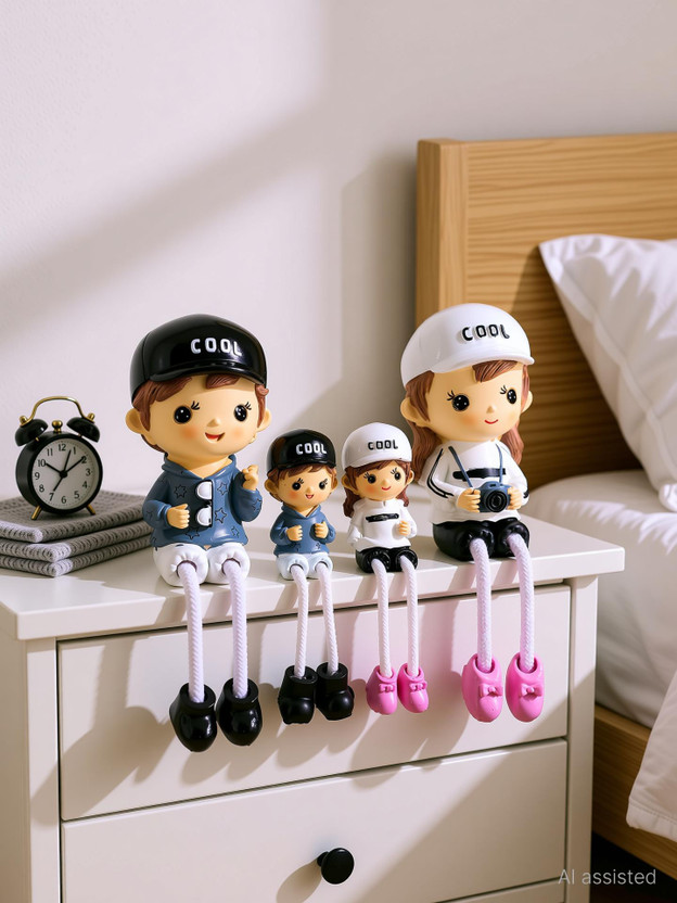 Elegant Lifestyle Cool Family Gift, Unique Hanging Legs Statues Miniature Figurines Aesthetic Home Decorative Showpiece  -  12 cm(Polyresin, Black, White, Multicolor)