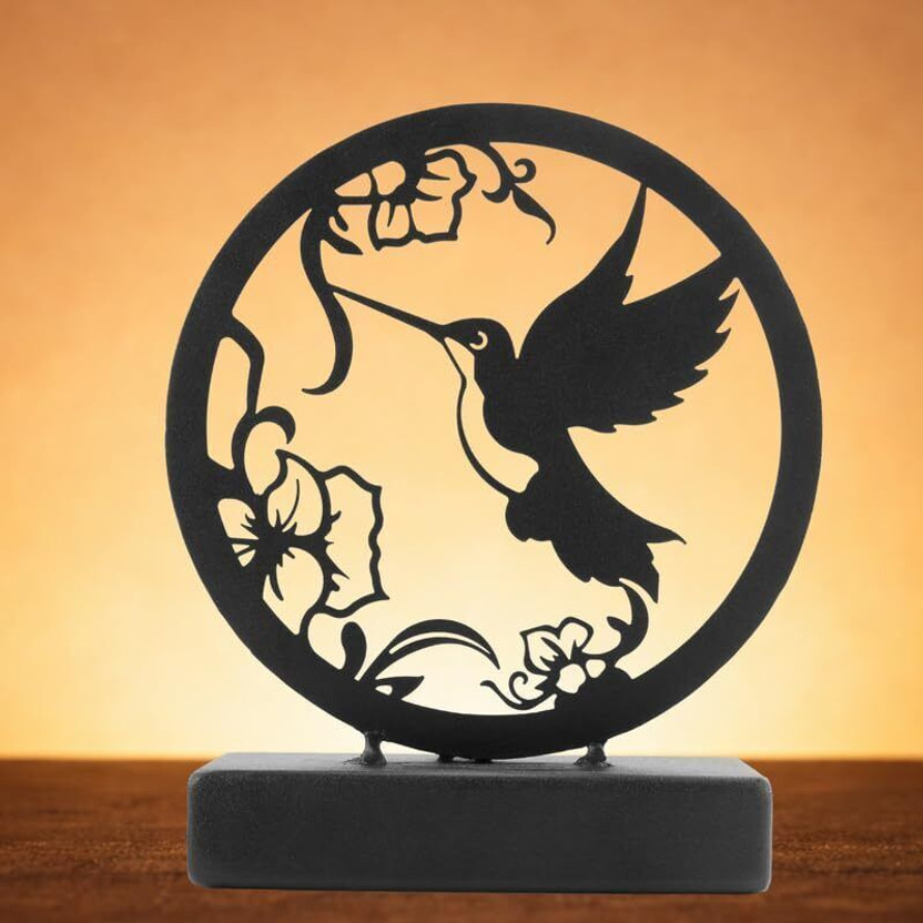 RAP CREATION Bird Metal Tabletop Decor for Home & Office Decorative Showpiece  -  18 cm(Metal, Black)