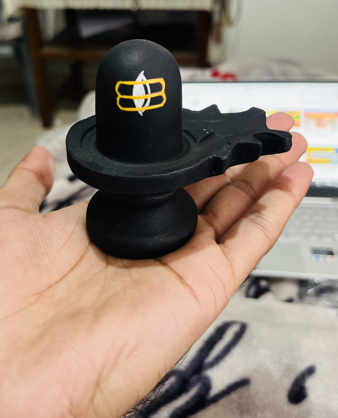 Royalbox Small Shivling for Home Temple and Office Decorative Showpiece  -  7 cm(Polyresin, Black)