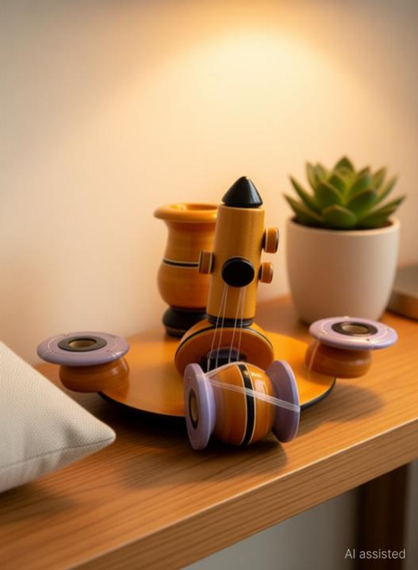 BGLC BGLC Handcrafted Wooden Musical Instruments miniature Showpiece Decor Gift Item Decorative Showpiece  -  7 cm(Wood, Multicolor)