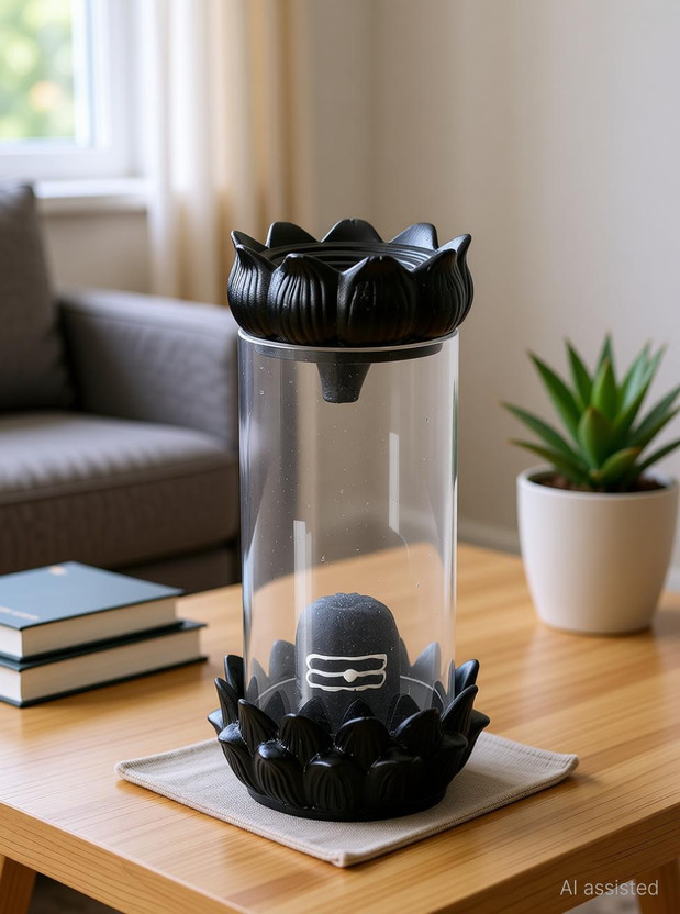 Samsiddhi Shivalinga backflow Fountain Incense Burner Decorative Showpiece Decorative Showpiece  -  8.5 cm(Plastic, Black)