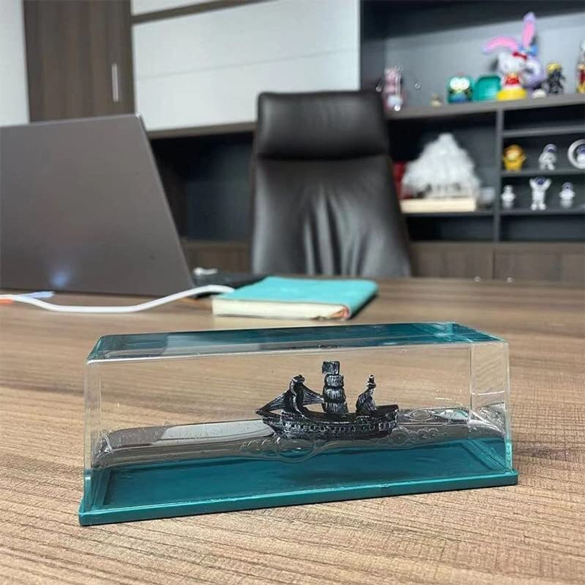 MOSHTU Cruise Ship Shipping in Floating Wave Car Decoration Display Cases & Gifts Decorative Showpiece  -  5.4 cm(Plastic, Blue)