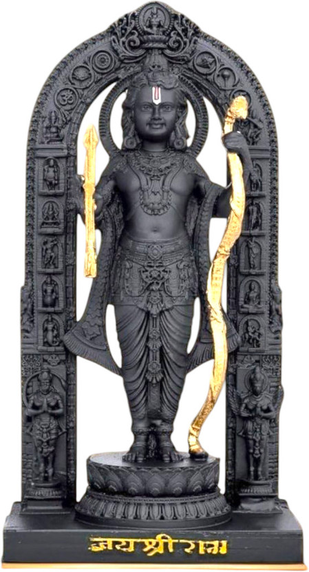 DivineCart lord black ram darbar idol for home mandir decoration pooja room office Decorative Showpiece  -  18 cm(Resin, Black)