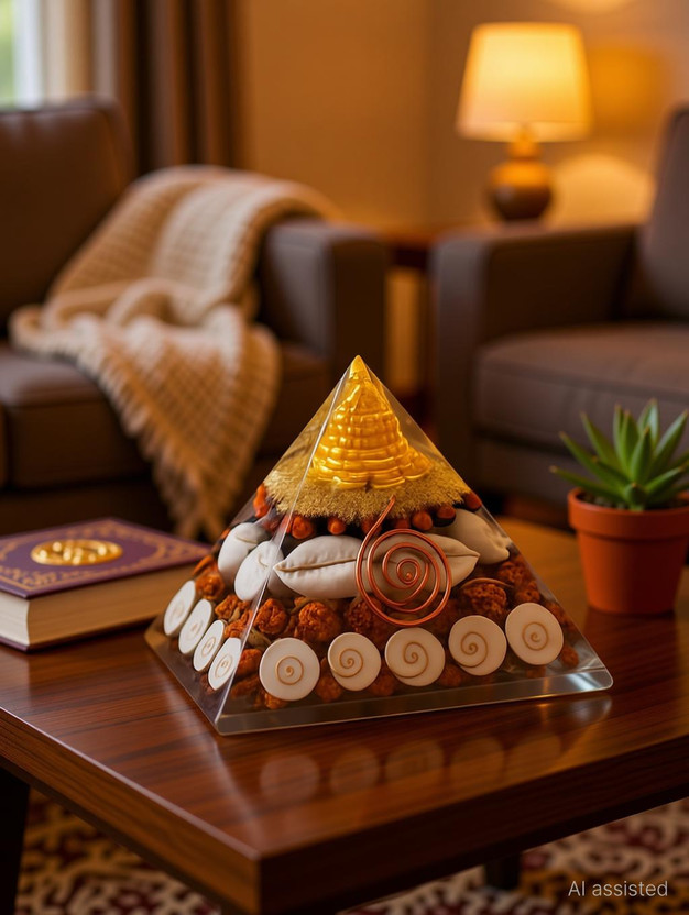 Sacred Sutra Orgonite Pyramid Crystal Healing for Energy Balance, Reiki, Vastu Decorative Showpiece  -  7 cm(Crystal, Multicolor)