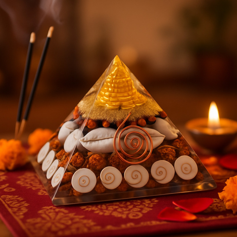 Sacred Sutra Orgonite Pyramid Crystal Healing for Energy Balance, Reiki, Vastu Decorative Showpiece  -  7 cm(Crystal, Multicolor)