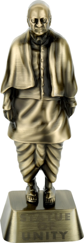 Indeed Statue of Unity Model Sardar Vallabhbhai Patel Statue Handicraft, Home and Office Decor Collectible Unique Item Decorative Showpiece  -  9 cm(Metal, Yellow)