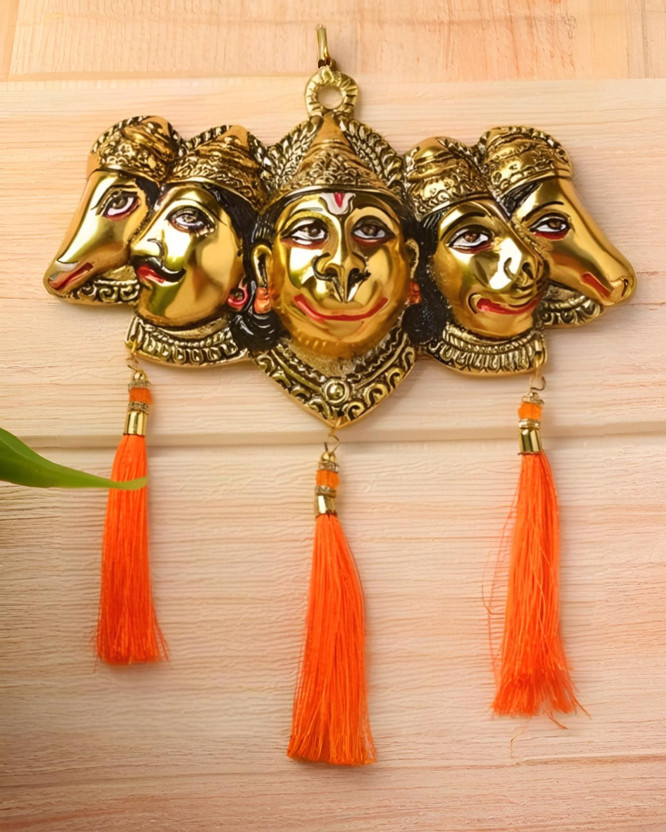 LAXA Golden Metal Panchmukhi Hanuman Ji Decorative Showpiece  -  16 cm(Metal, Gold)