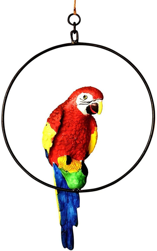 TSG Hanging Parrot for Home DÉCOR Outdoor Hanging Garden DÉCOR & Gifting Item Decorative Showpiece  -  30 cm(Polyresin, Resin, Red, Multicolor)
