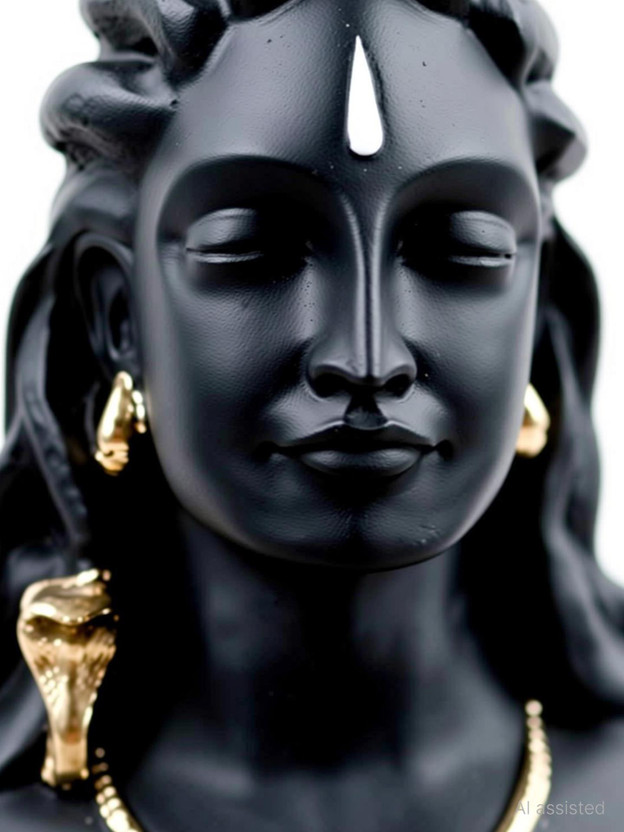PUCHCHI Siyaram Adiyogi Shiva Statue Decorative Showpiece  -  8.5 cm(Polyresin, Black)