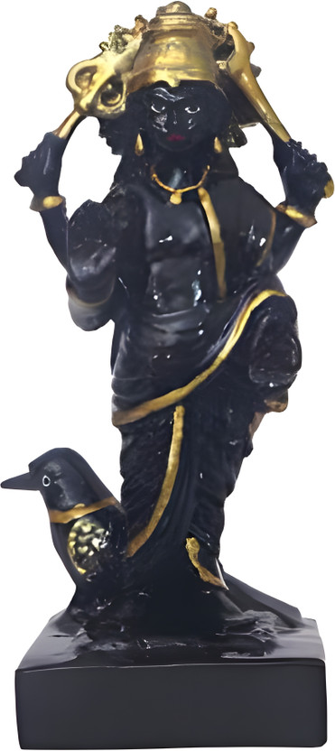 HUBZONES Marble Lord Shani dev God Idol Handicraft Statue Spiritual Puja Vastu Fegurine Decorative Showpiece  -  20 cm(Polyresin, Black)